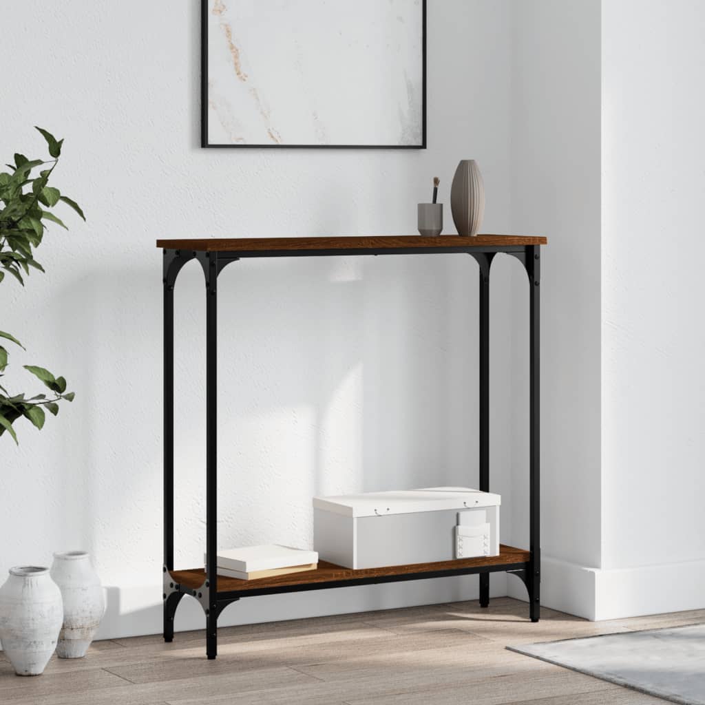 Console Table Brown Oak 75x22.5x75 cm Engineered Wood